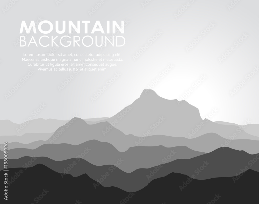 Naklejka premium Ogromne pasmo górskie. Ilustracji wektorowych.