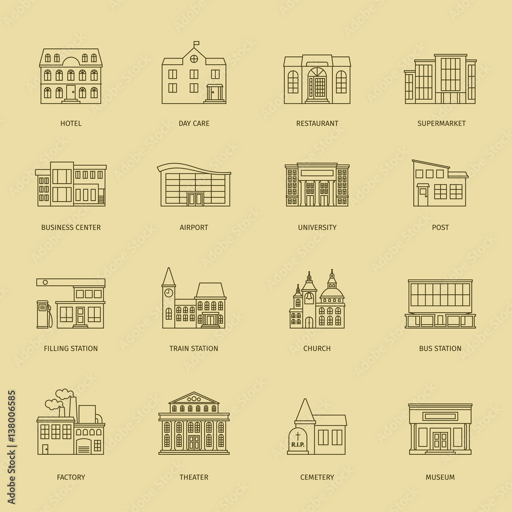 Outline town houses illustration