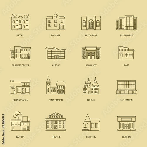 Outline town houses illustration