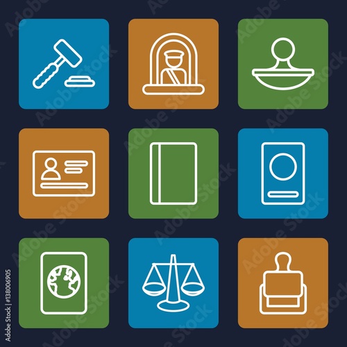Set of 9 legal outline icons