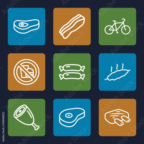 Set of 9 fat outline icons