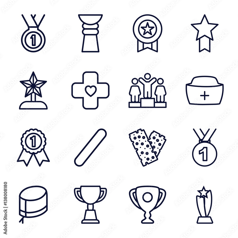 Set of 16 first outline icons Set of 16 first outline icons