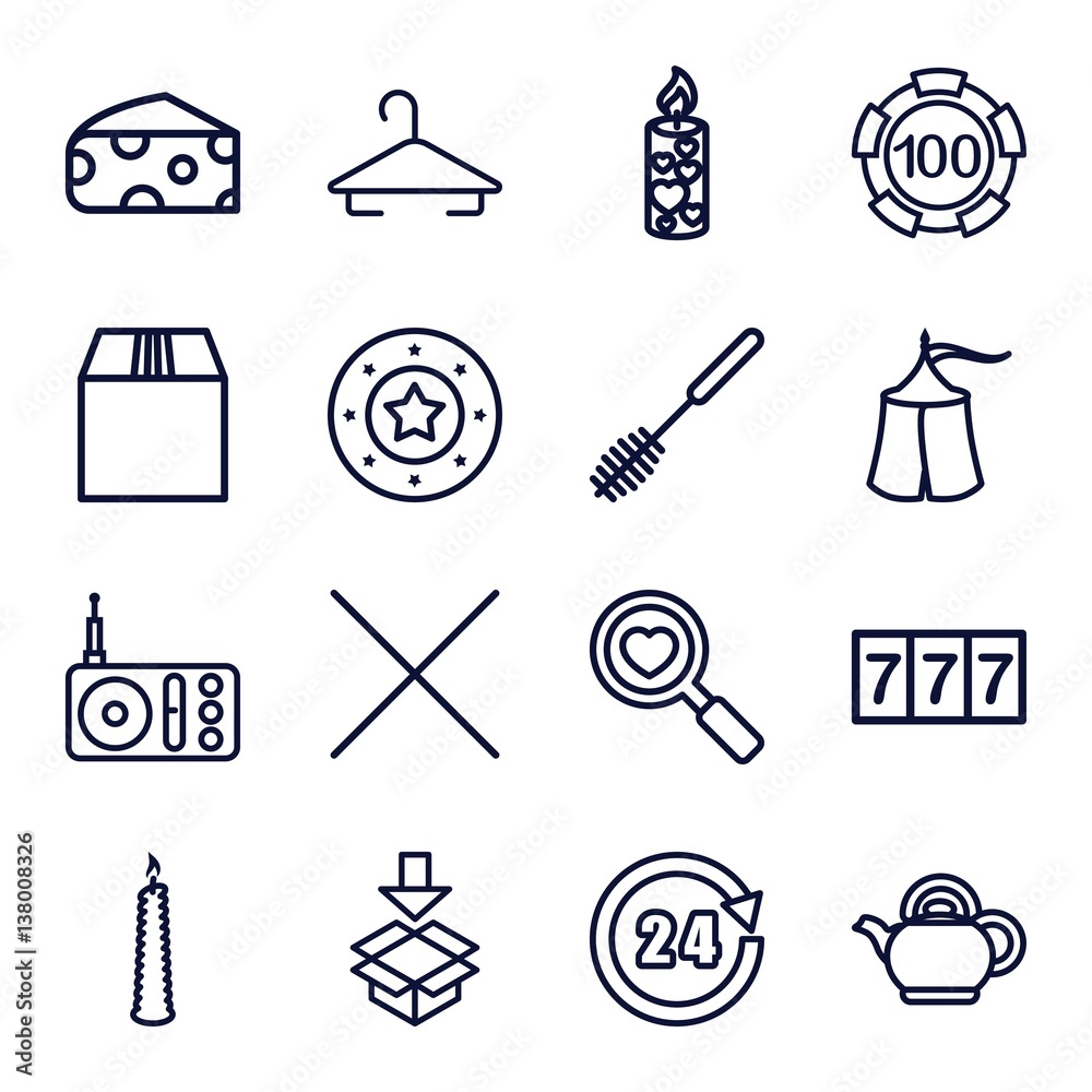 Fototapeta premium Set of 16 single outline icons