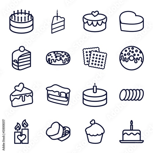 Set of 16 cake outline icons