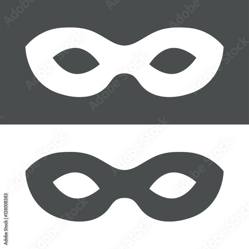 Icono plano antifaz gris y blanco