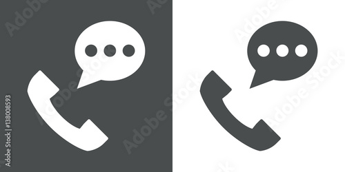 Icono plano telefono con sms gris y blanco