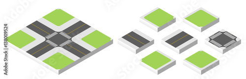 Isometric road. Vector illustration eps 10 isolated on white background.