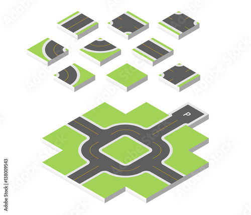 Isometric road. Vector illustration eps 10 isolated on white background.