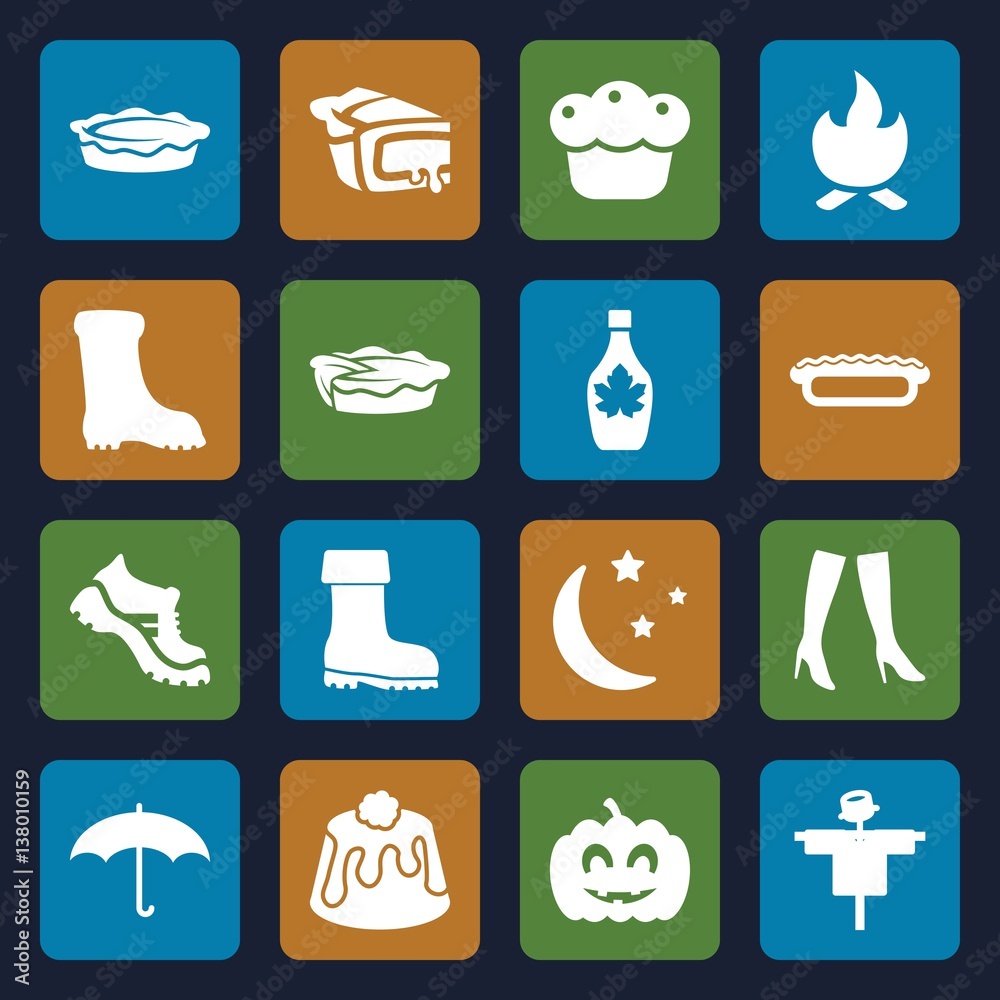 Set of 16 seasonal filled icons