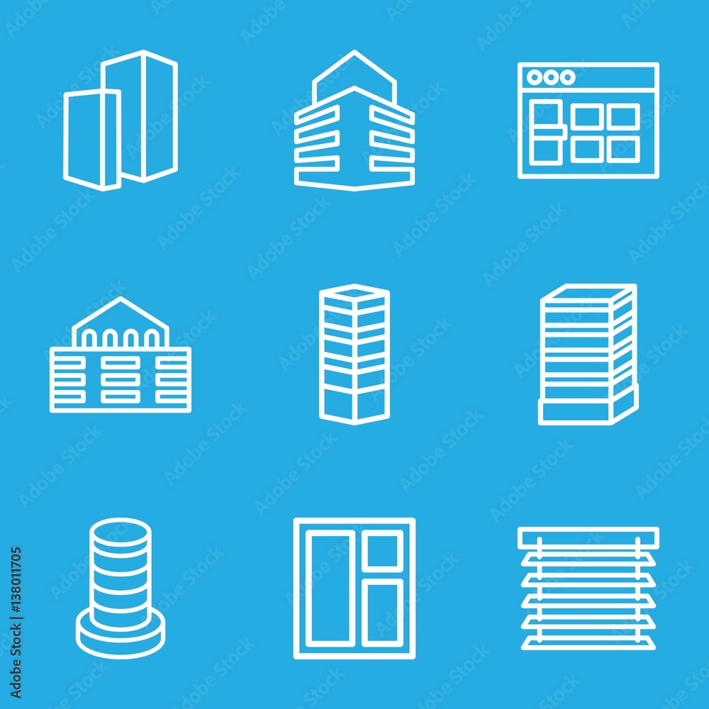 Set of 9 window outline icons Set of 9 window outline icons