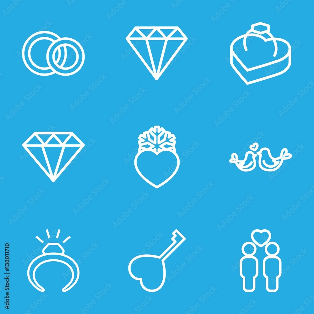 Set of 9 marriage outline icons