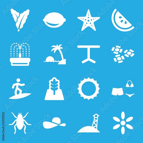 Set of 16 summer filled icons