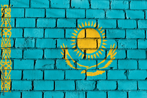 The flag on the wall. Kazakhstan
