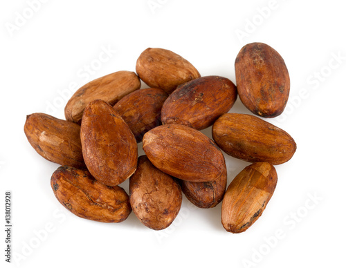 cocoa beans isolated on white