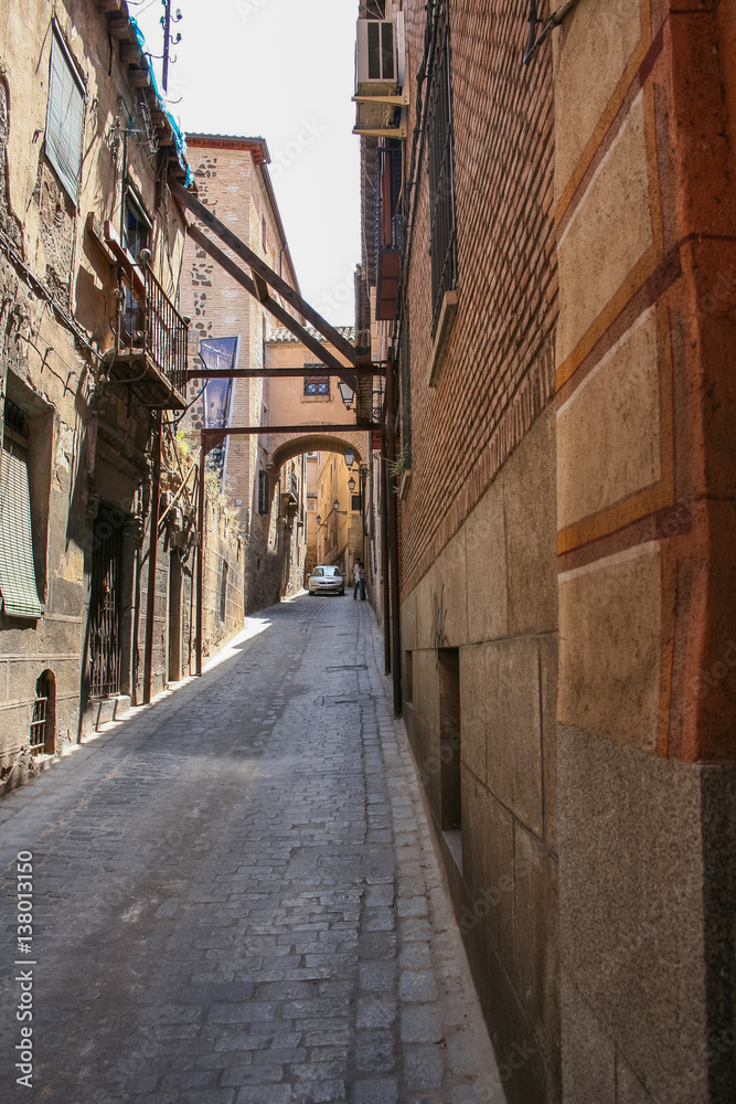 The narrow streets of Toledo.The ancient capital of Spain. La Mancha, Spain. May 2006
