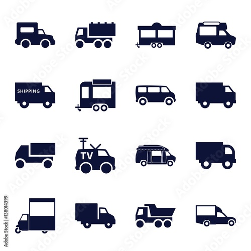 Set of 16 van filled icons