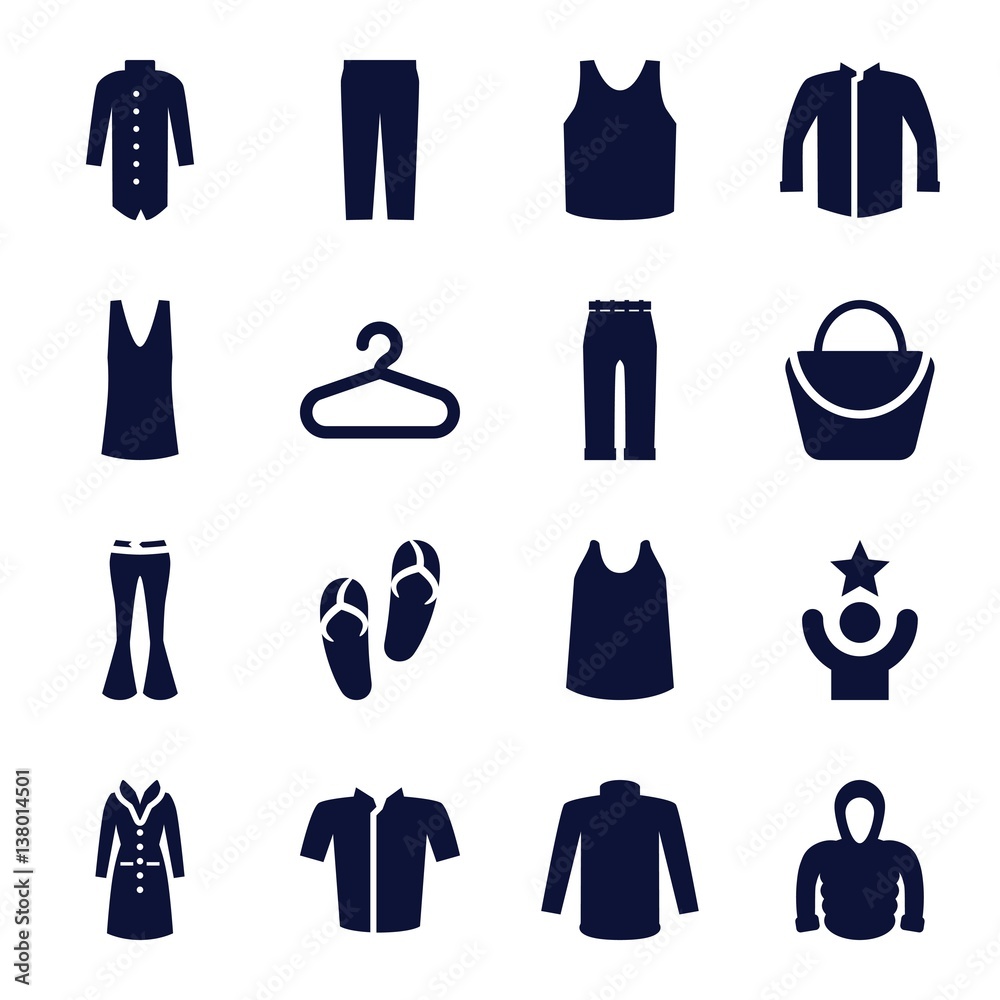 Set of 16 casual filled icons Set of 16 casual filled icons