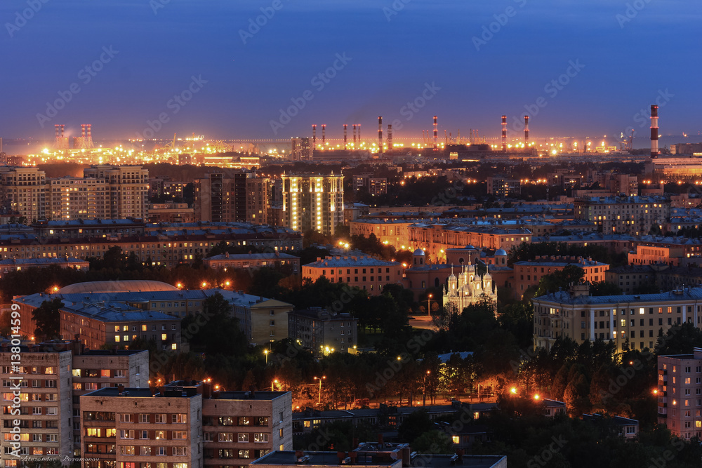 Night St. Petersburg. View from a skyscraper.