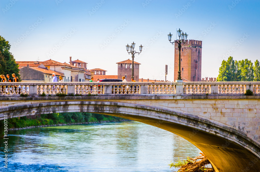 Fototapeta premium Bridge Ponte Vittoria in Verona, Veneto region, Italy.