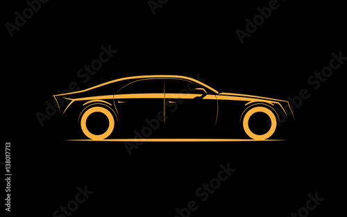 silhouette of a luxury business car on a black background