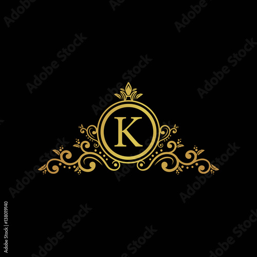 initial letter logo circle elegant gold