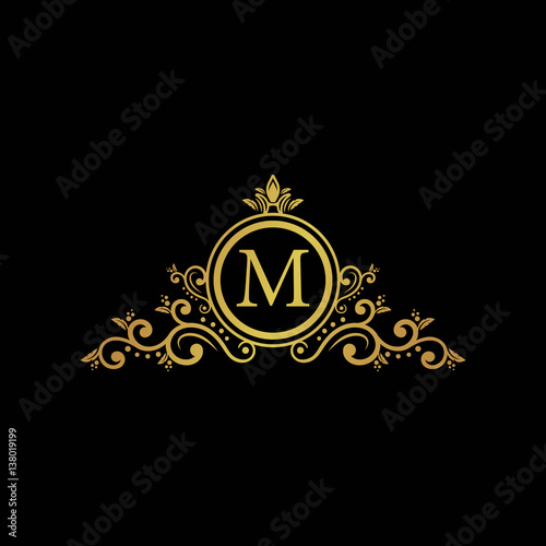 initial letter logo circle elegant gold