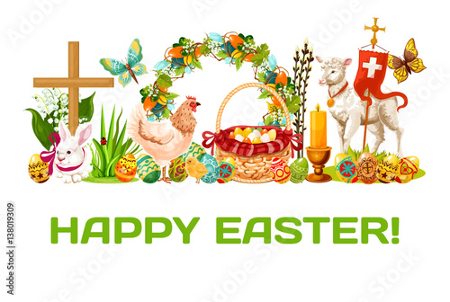 Easter holiday banner for greeting card design