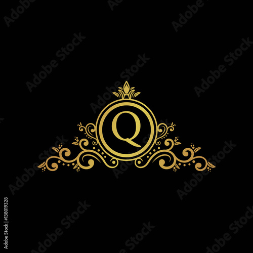 initial letter logo circle elegant gold