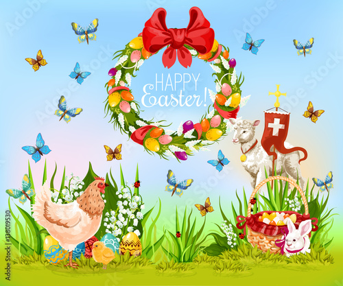 Easter holiday cartoon greeting card design