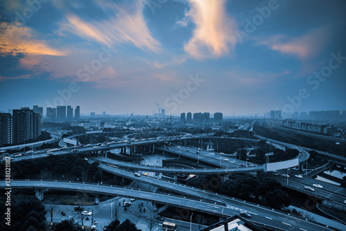 Aerial View of Suzhou overpass  in China.