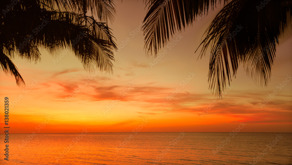 Beautiful gorgeous, amazing natural view of tropical sunset time background at Cuban Cayo Coco island 