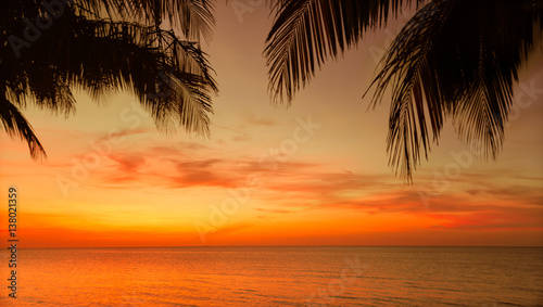 Beautiful gorgeous, amazing natural view of tropical sunset time background at Cuban Cayo Coco island 
