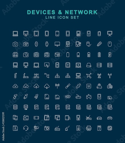 Devices and Network Line Icon Set photo