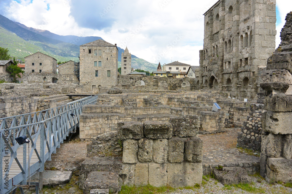 Ruins of the Roman Theatre in Aoste Italy