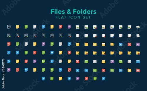 Files and Folders flat Icon Set
