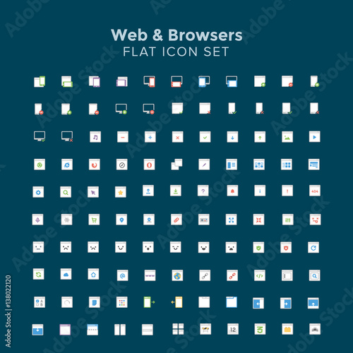 web and browser flat icon set