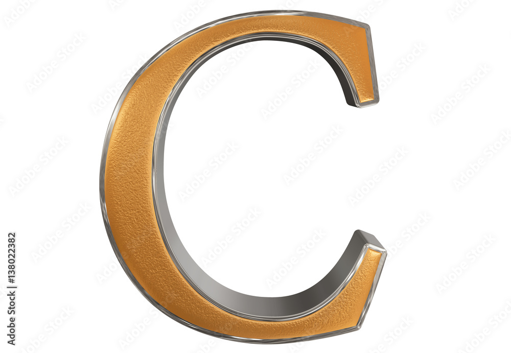 Uppercase letter C, isolated on white, 3D illustration Uppercase letter C, isolated on white, 3D illustration
