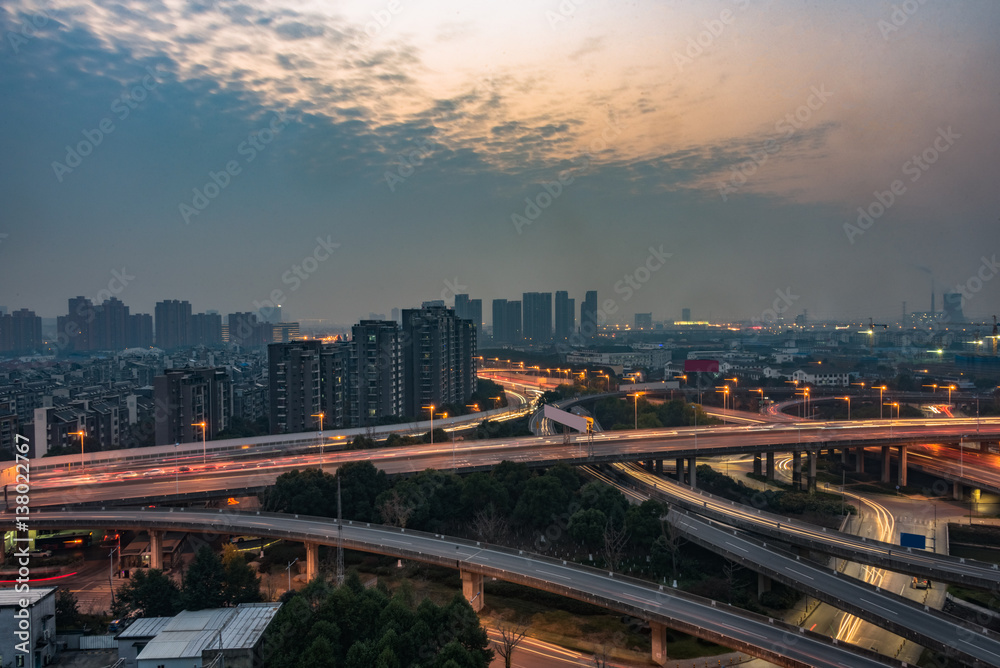 Aerial View of Suzhou overpass  in China.