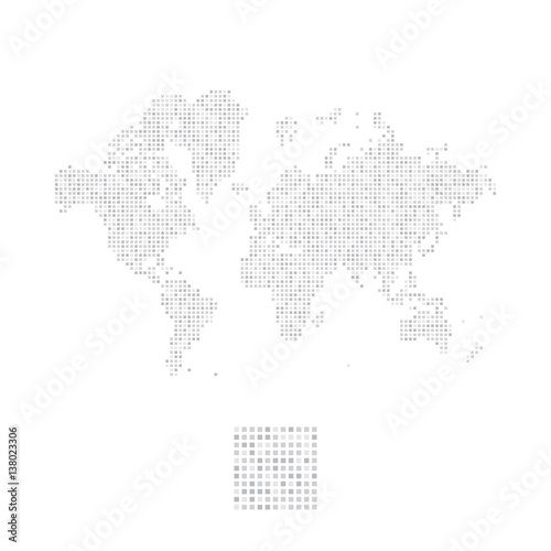 Abstract world map in a square dots. Flat vector illustration EPS 10
