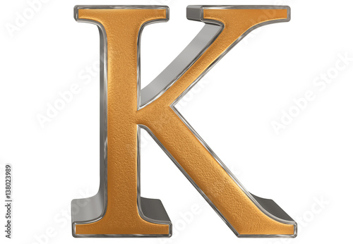 Uppercase letter K, isolated on white, 3D illustration