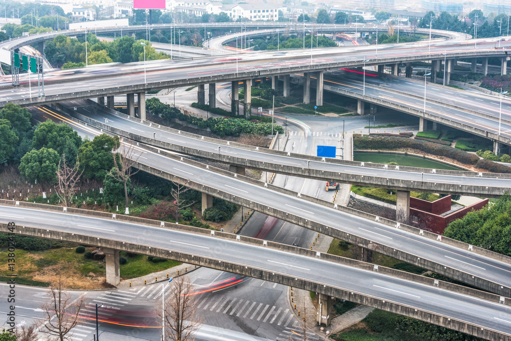 Obraz premium urban traffic with cityscape in modern city of China.
