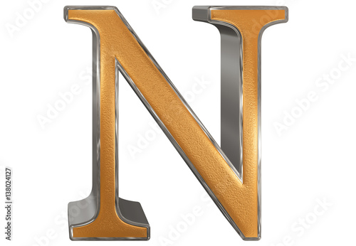 Uppercase letter N, isolated on white, 3D illustration