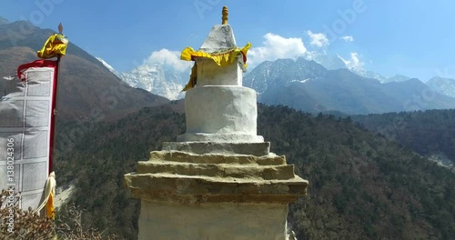 View in Himalayas, stupa, Nepal, the trek to Everest base camp.  photo