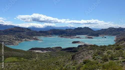 Beautiful bright turquoise waters of laguna verde in Southern Chile