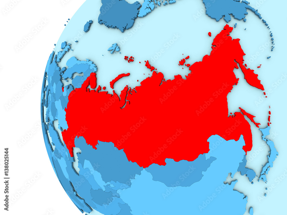 Russia on blue globe Russia on blue globe