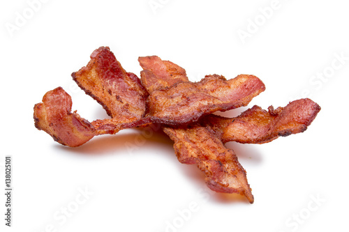  Strips of bacon on white 