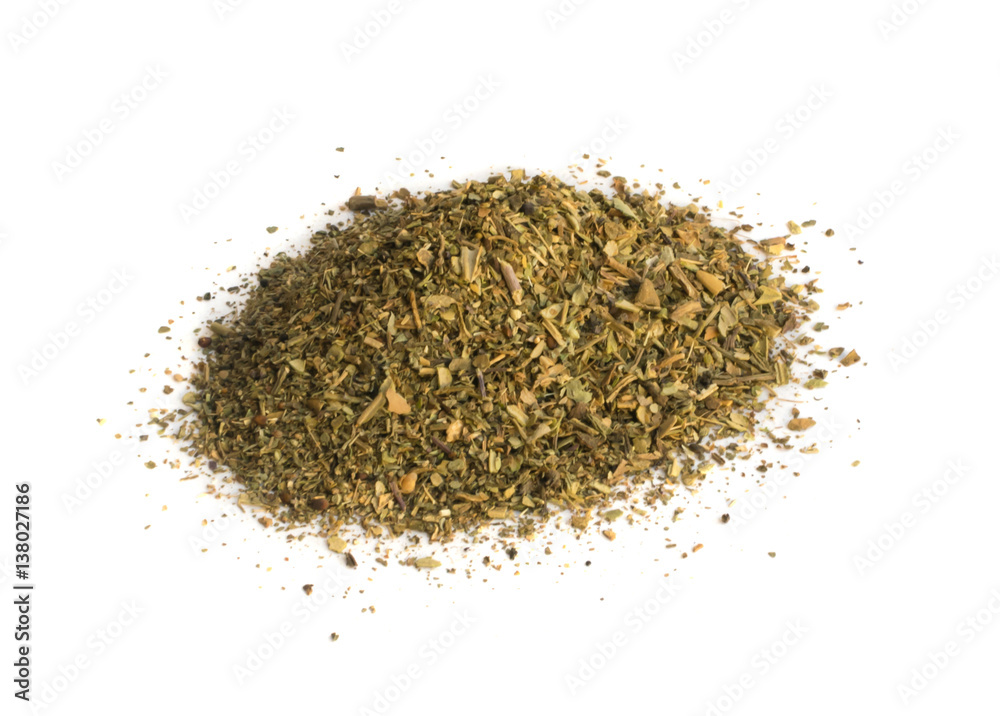 Heap of Dried Basil Flakes Isolated Heap of Dried Basil Flakes Isolated