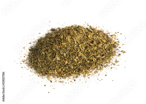 Heap of Dried Basil Flakes Isolated