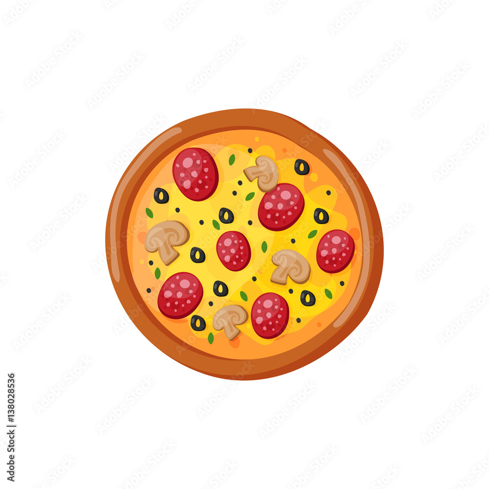Hot fresh pizza icon vector illustration. Hot fresh pizza icon vector illustration.