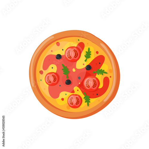 Hot fresh pizza icon vector illustration.